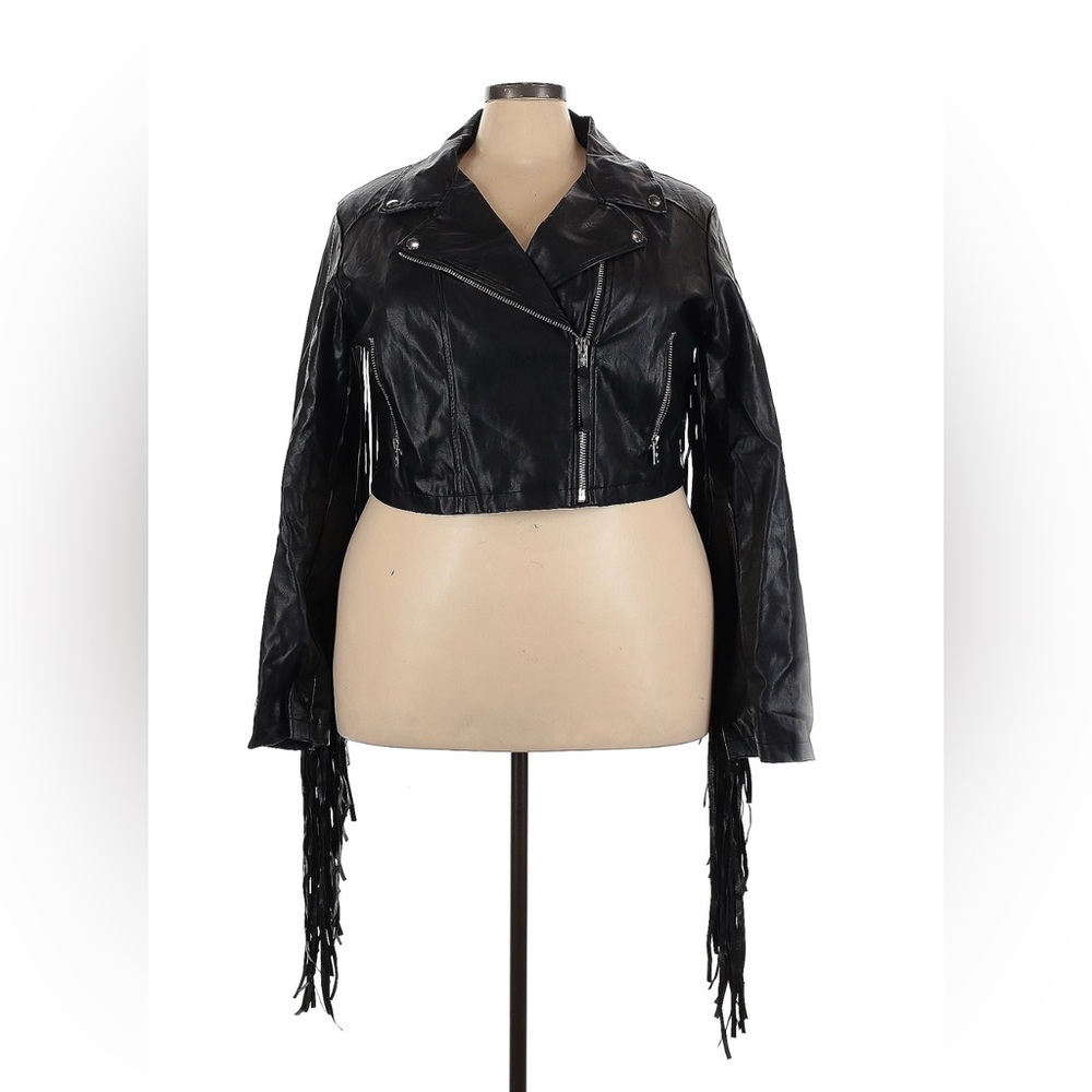 NWOT Dolls Kill X Current Mood plus size Hateful Ace fringe motor jacket